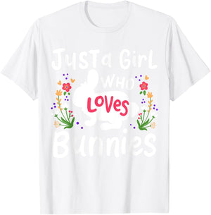 Bunny Just A Girl Who Loves Bunnies Cute Rabbit Lover T-Shirt - T-Shirt | White