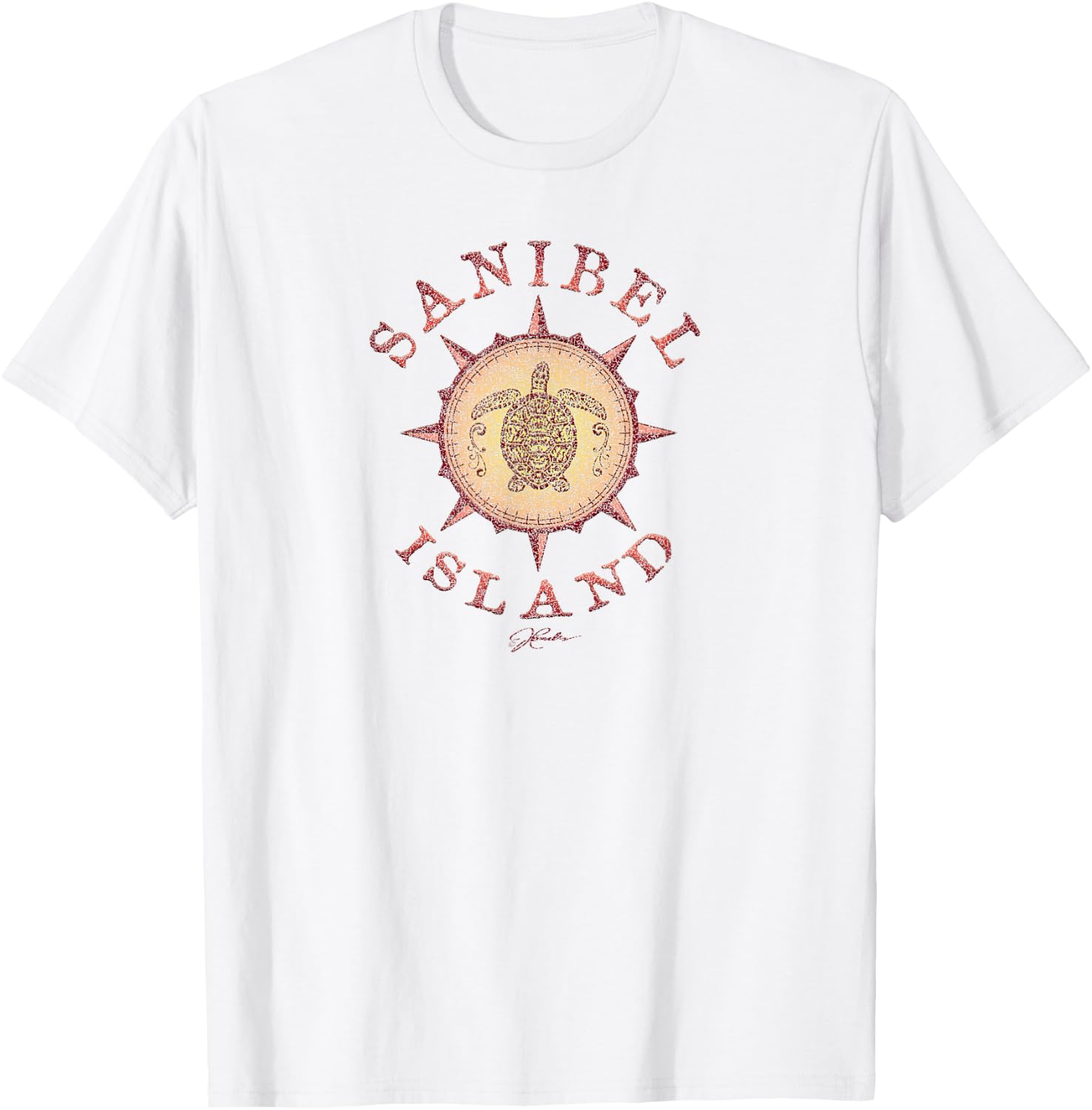 JCombs: Sanibel Island, FL, Sea Turtle on Windrose T-Shirt - T-Shirt | White