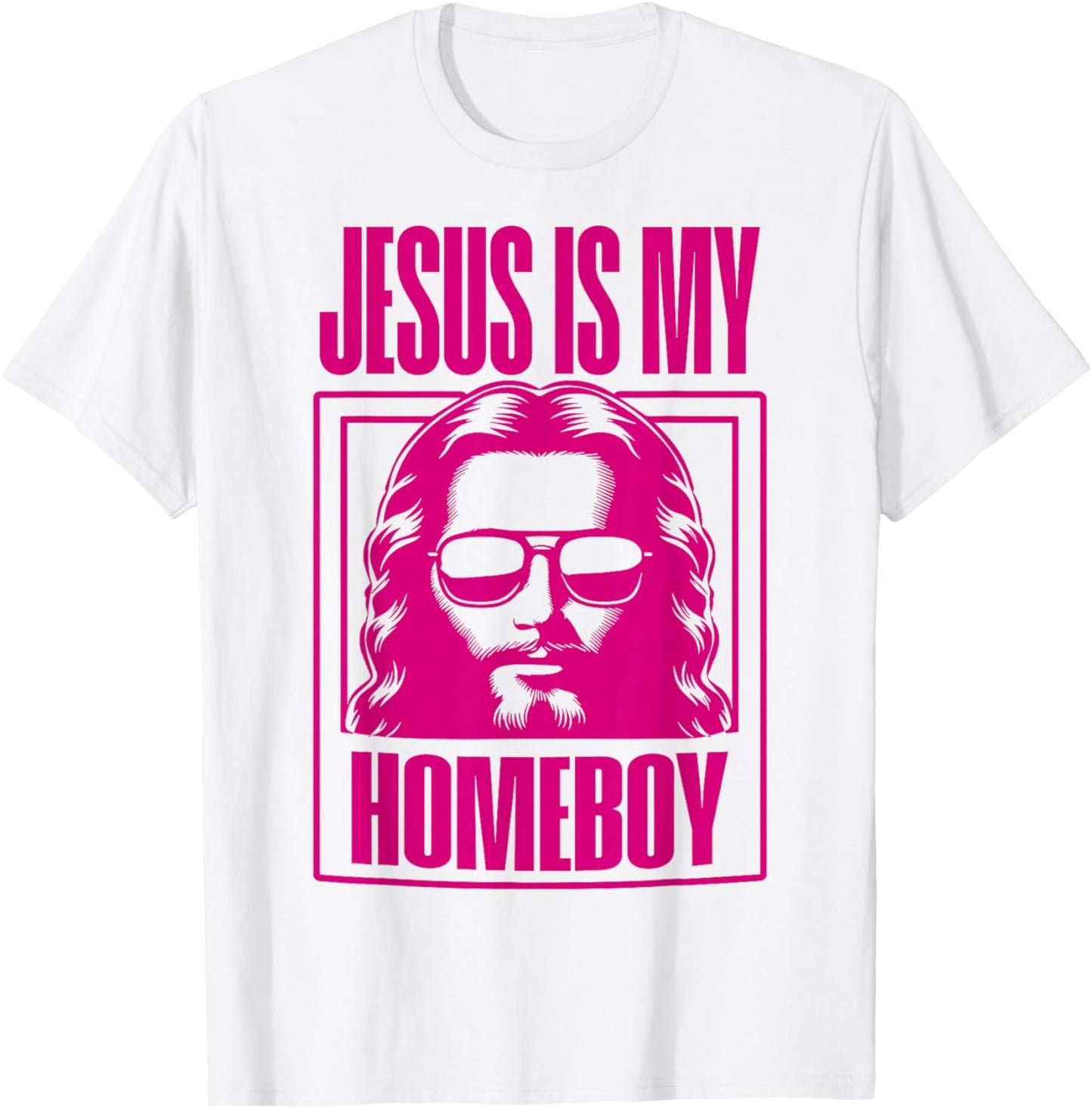 Cool Christian Faith Apparel Jesus Is My Homeboy -Adult Christian Theme Blue Small Modern Printed Round Neck Short Sleeve T-Shirt - T-Shirt | White