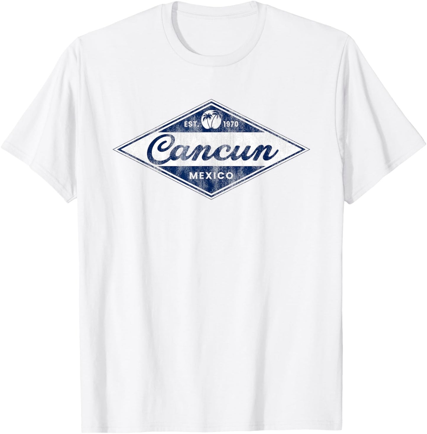 Vintage Cancun Palm Trees retro 70s Surfer Mexican Vacation T-Shirt - T-Shirt | White