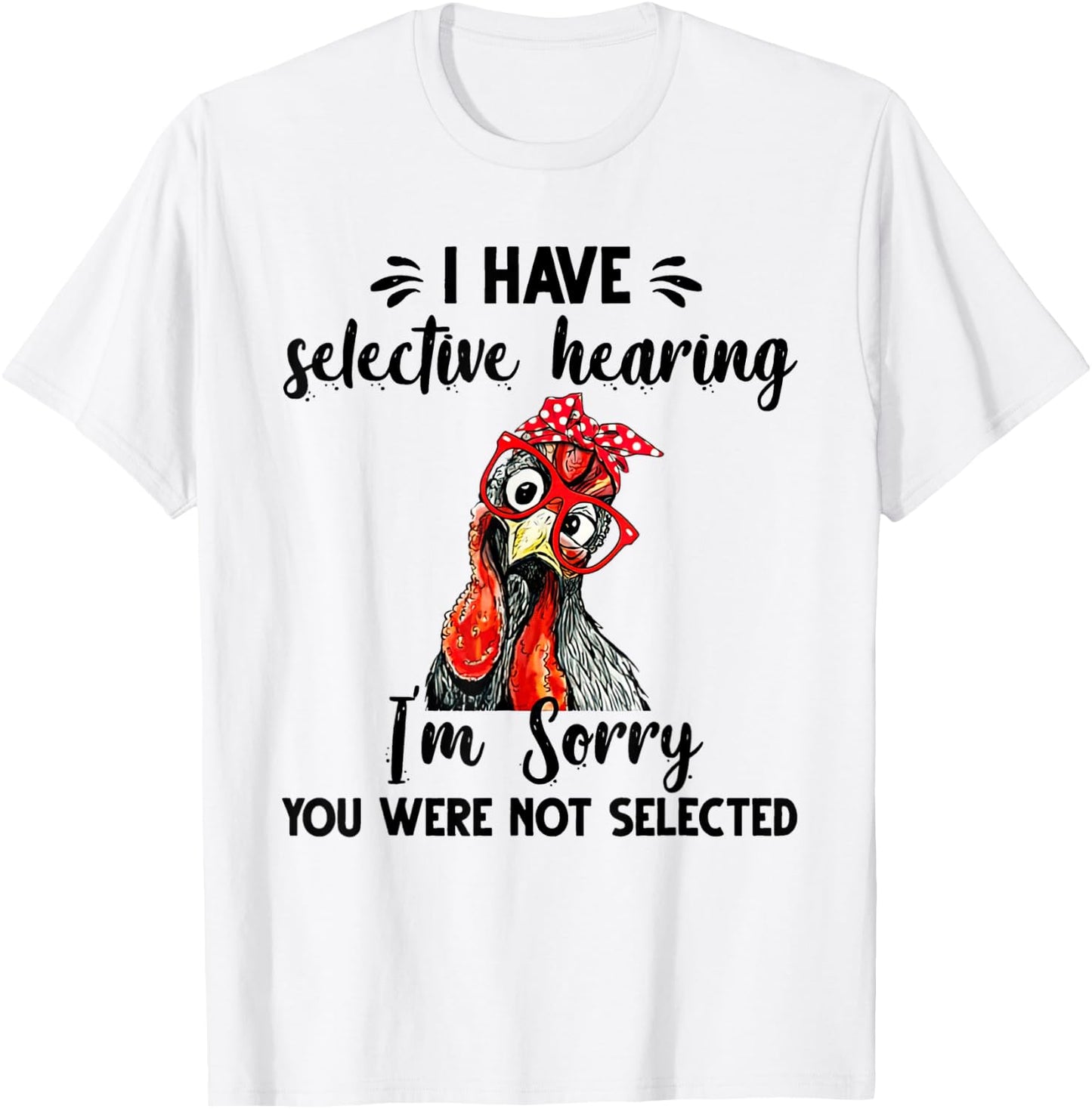 cute Women Chicken With Bandana Headband and Glasses T-Shirt - T-Shirt | White