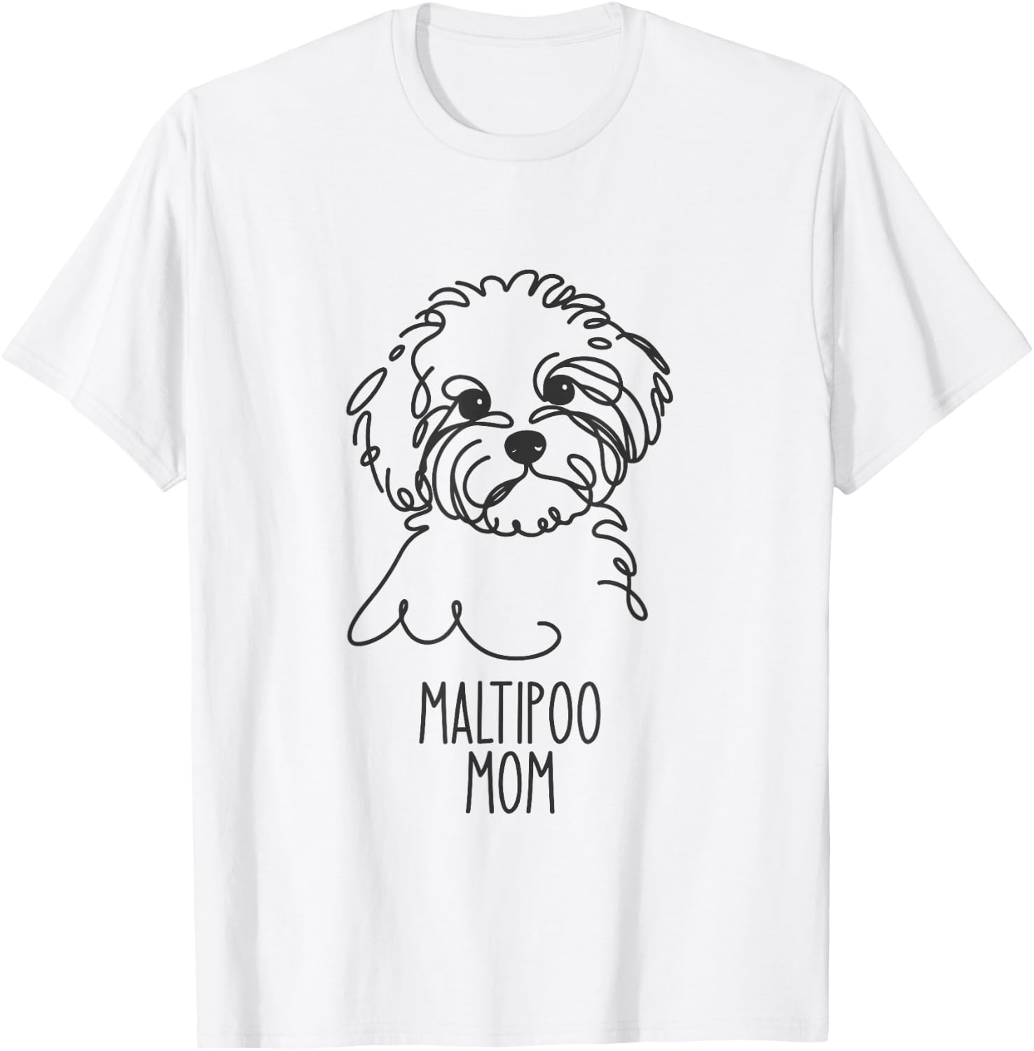 Line Art Best Dog Mom Women - Maltipoo T-Shirt - T-Shirt | White