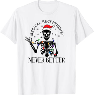 Funny Medical Receptionist Christmas Med Receptionist Clinic T-Shirt - T-Shirt | White