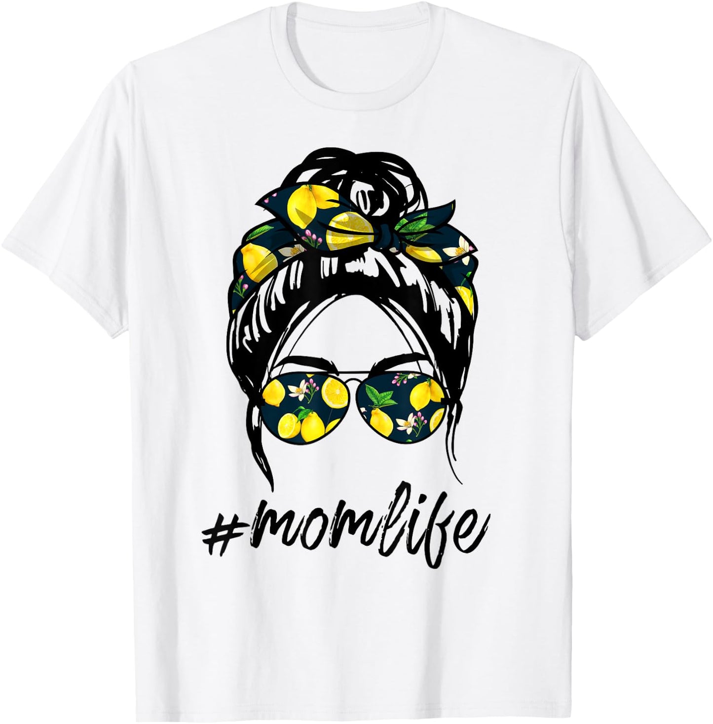 Mom Life shirts yellow lemon Sunglasses & Bandana T-Shirt - T-Shirt | White