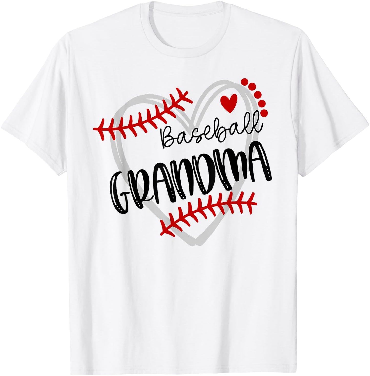 Personalized Baseball Heart Cute Grandma Women Baseball T-Shirt - T-Shirt | White