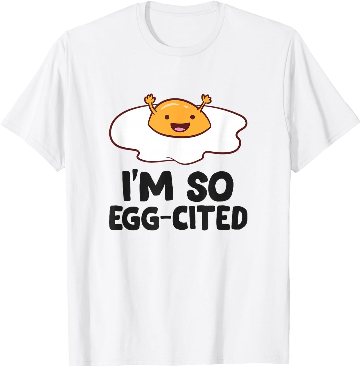 Funny Eggs I'm So Egg-Cited Funny Egg Puns Kids T-Shirt - T-Shirt | White