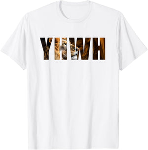 YHWH Lion of Judah: Tetragrammaton Hebrew Name of GOD Yahweh T-Shirt - T-Shirt | White