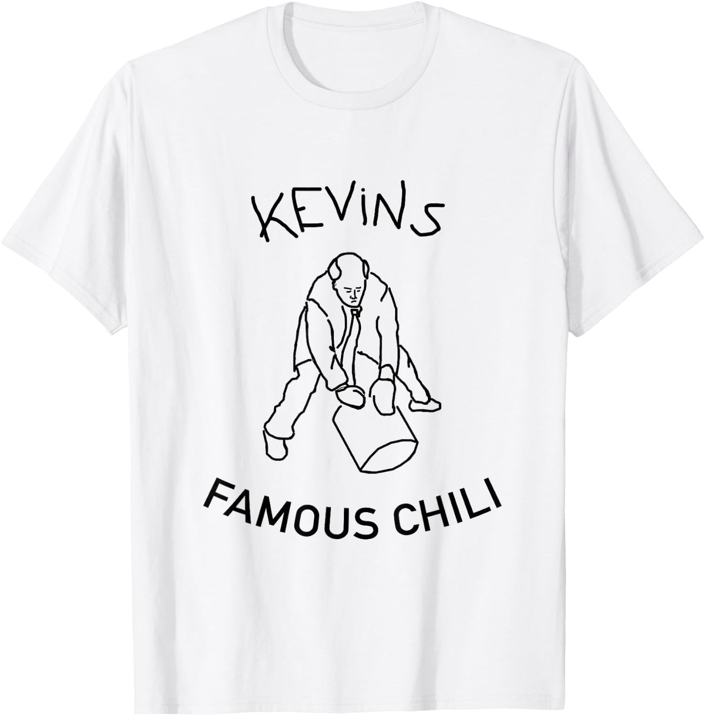 RyDesign -Adults White Cotton Blend Small The Office Kevin Chili T-Shirt - T-Shirt | White