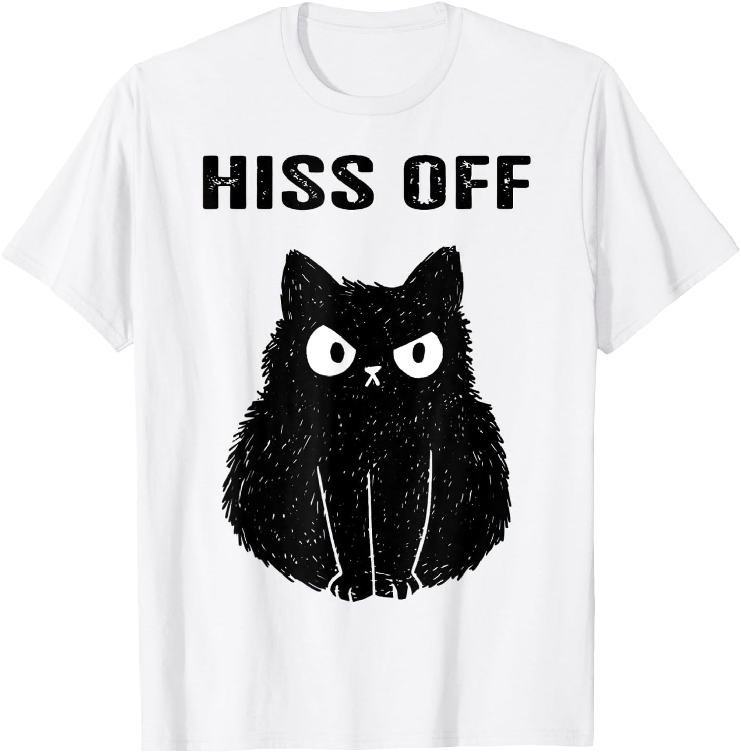 Black Cat Hiss Off T-Shirt - T-Shirt | White