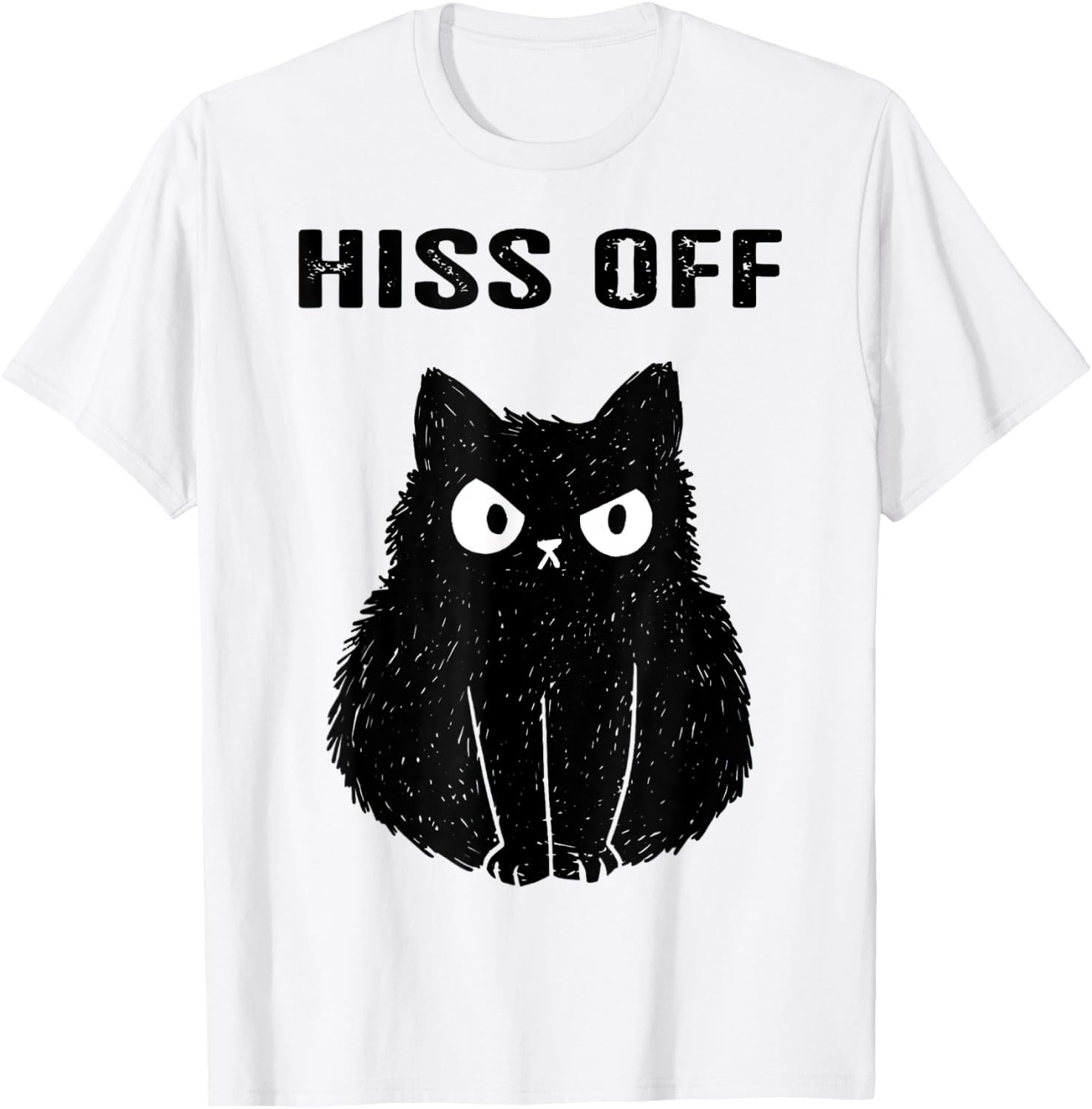 Black Cat Hiss Off T-Shirt - T-Shirt | White