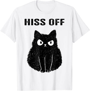 Black Cat Hiss Off T-Shirt - T-Shirt | White