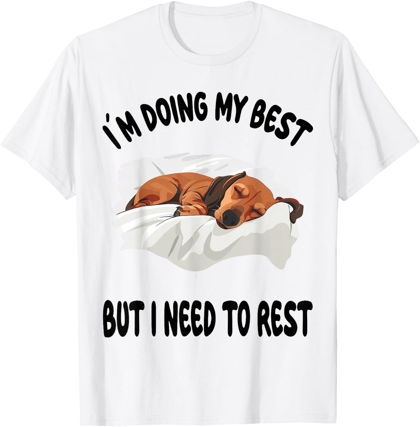 Dachshund Doxie Dog Pajamas Nightgown Sleeping Napping T-Shirt - T-Shirt | White