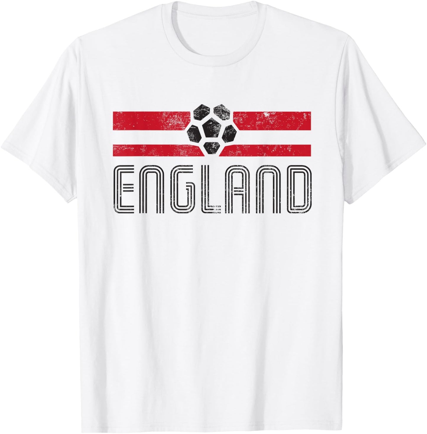 England Retro Stripe Euro Football T-Shirt - T-Shirt | White
