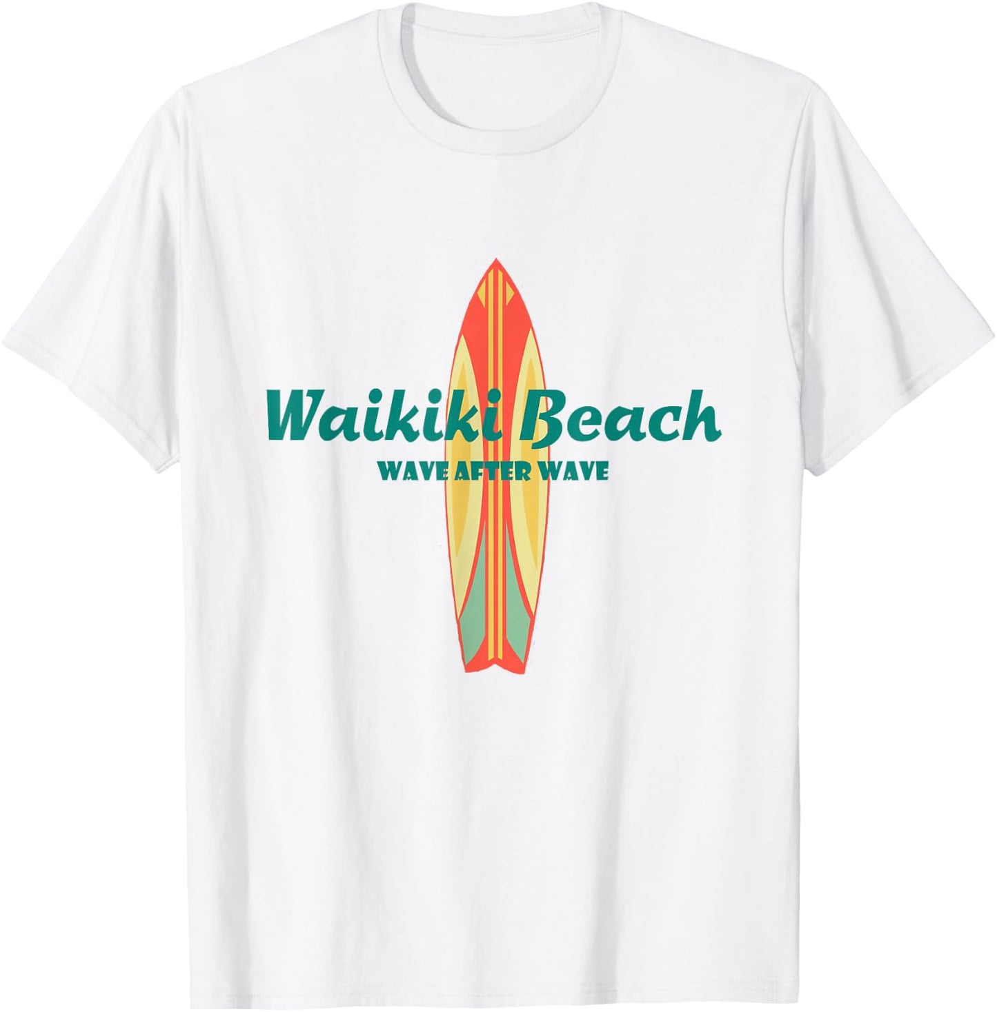 Waikiki Beach Hawaii Souvenir Retro Vintage Surf Gifts T-Shirt - T-Shirt | White