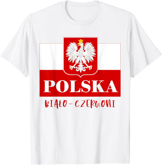 Polska Bialo-Czerwoni, Polish Flag Polish Emblem White Eagle T-Shirt - T-Shirt | White