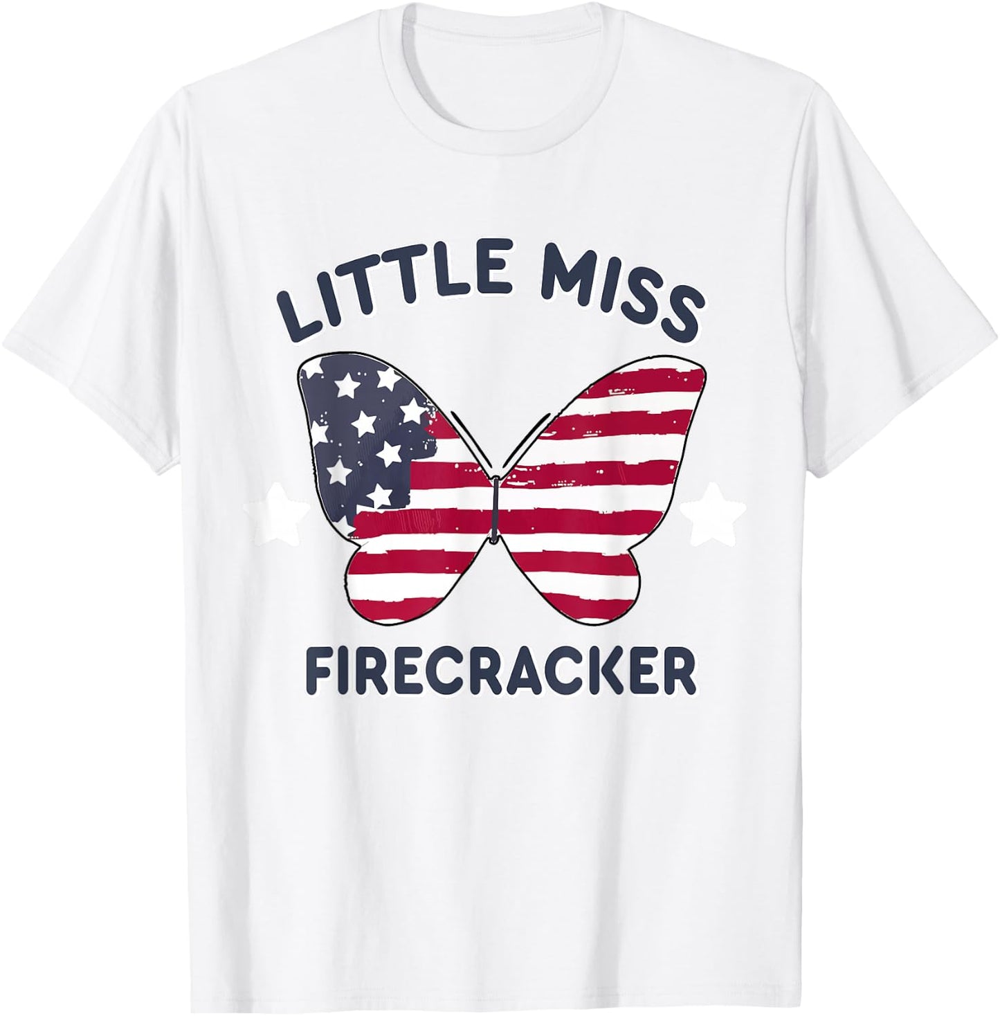 USA Flag Little Miss Firecracker 4th July Women Toddler Girl T-Shirt - T-Shirt | White