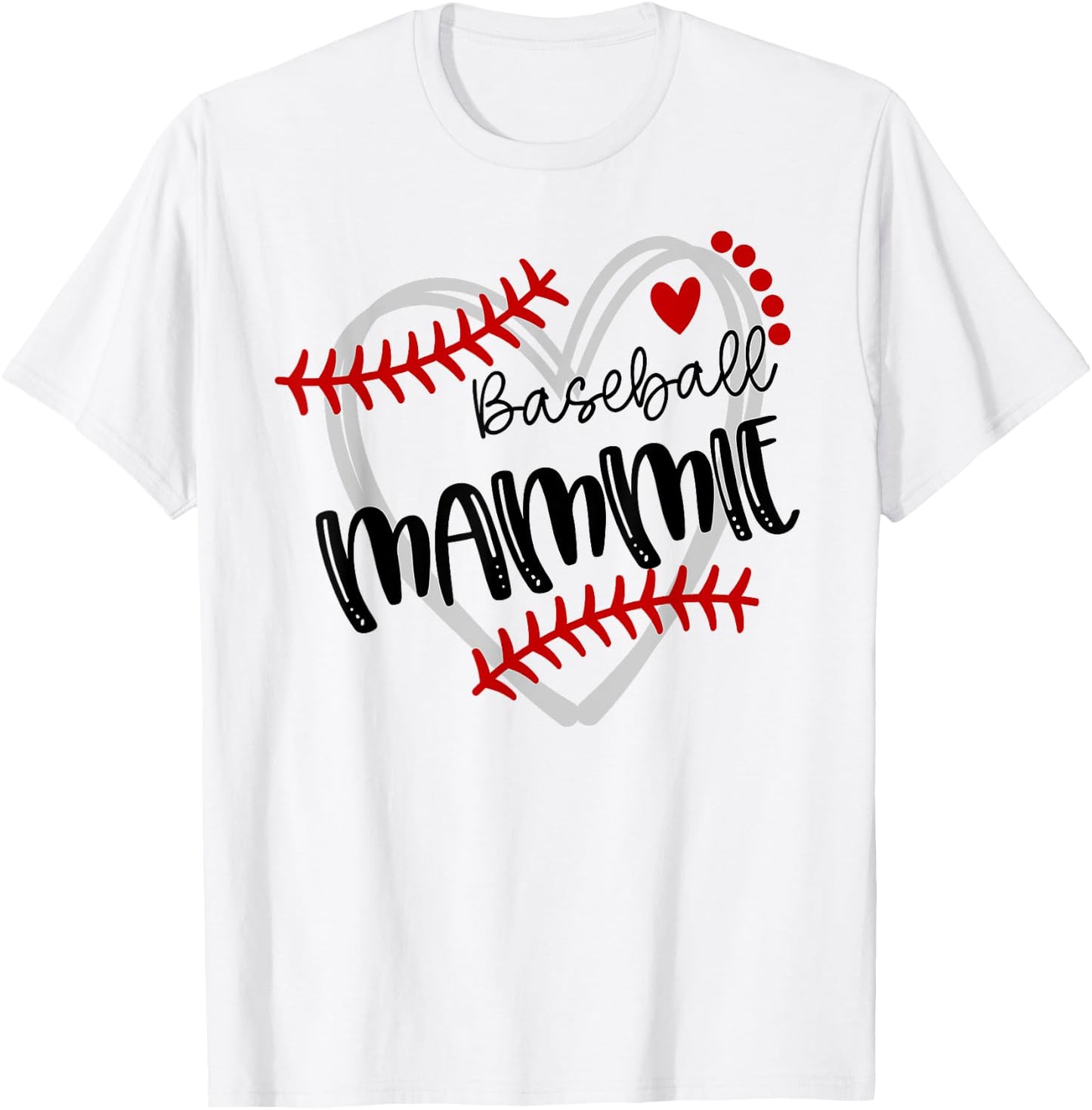 Personalized Baseball Heart Cute Mammie Women Baseball T-Shirt - T-Shirt | White