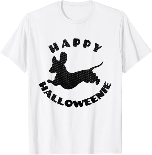 Happy Halloweenie - Funny Dachshund Dog Halloween Pun T-Shirt - T-Shirt | White
