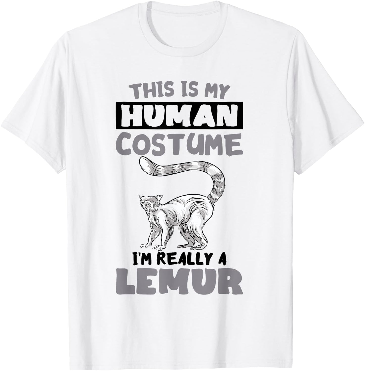 Human Costume Madagascar Animal Cute Lemur Monkey Lemur T-Shirt - T-Shirt | White