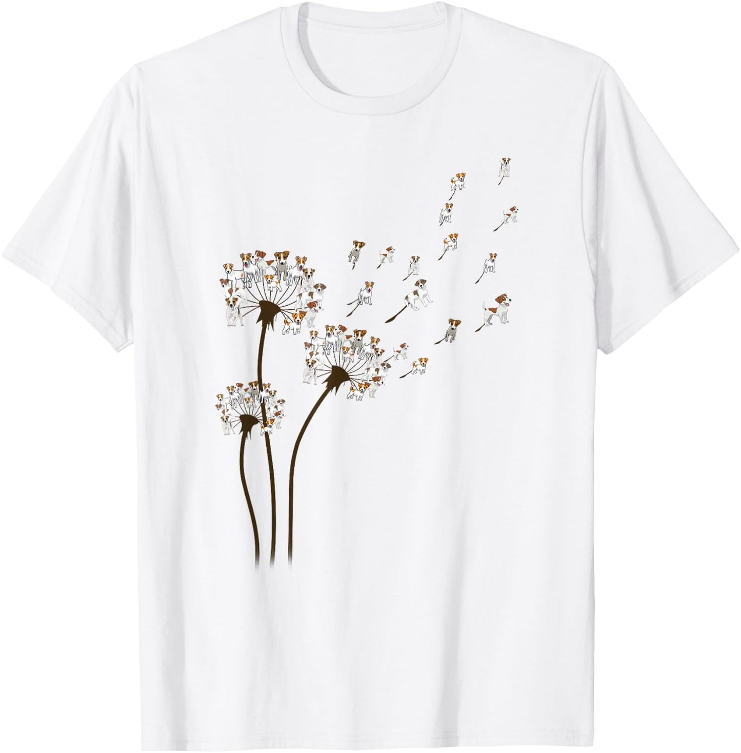 Jack Russell Terrier Dandelion Flower Funny Dog Lovers T-Shirt - T-Shirt | White