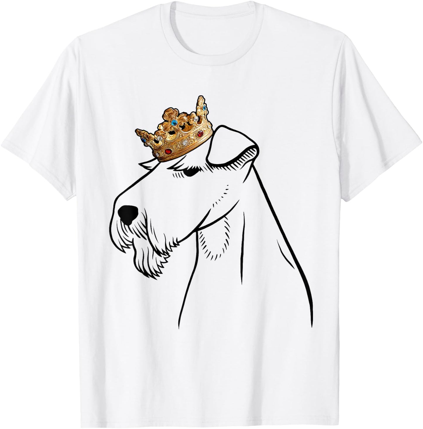 Welsh Terrier Dog Wearing Crown T-Shirt - T-Shirt | White