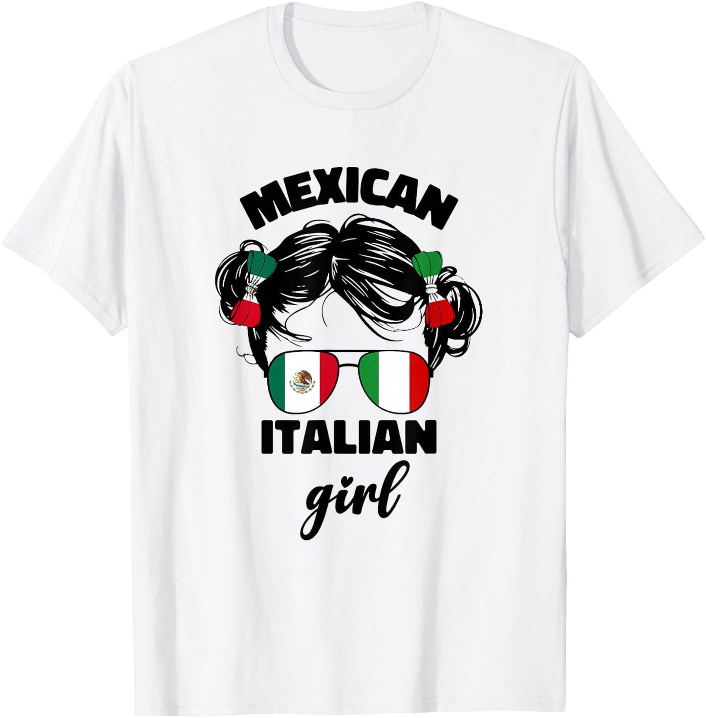 Girls Half Mexican And Italian Mexico Italy Flag Kids Girl T-Shirt - T-Shirt | White