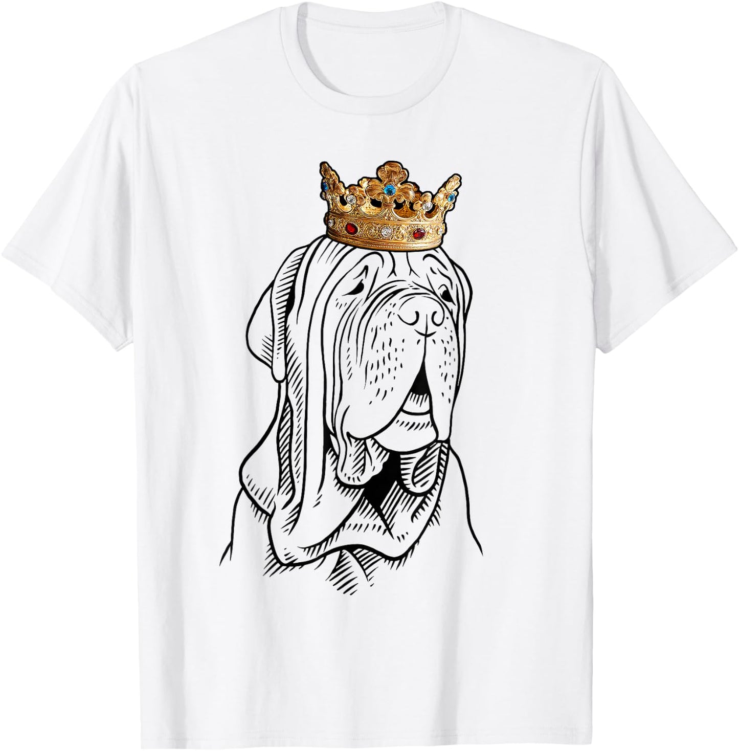 Neapolitan mastiff dog wears a crown T-Shirt - T-Shirt | White