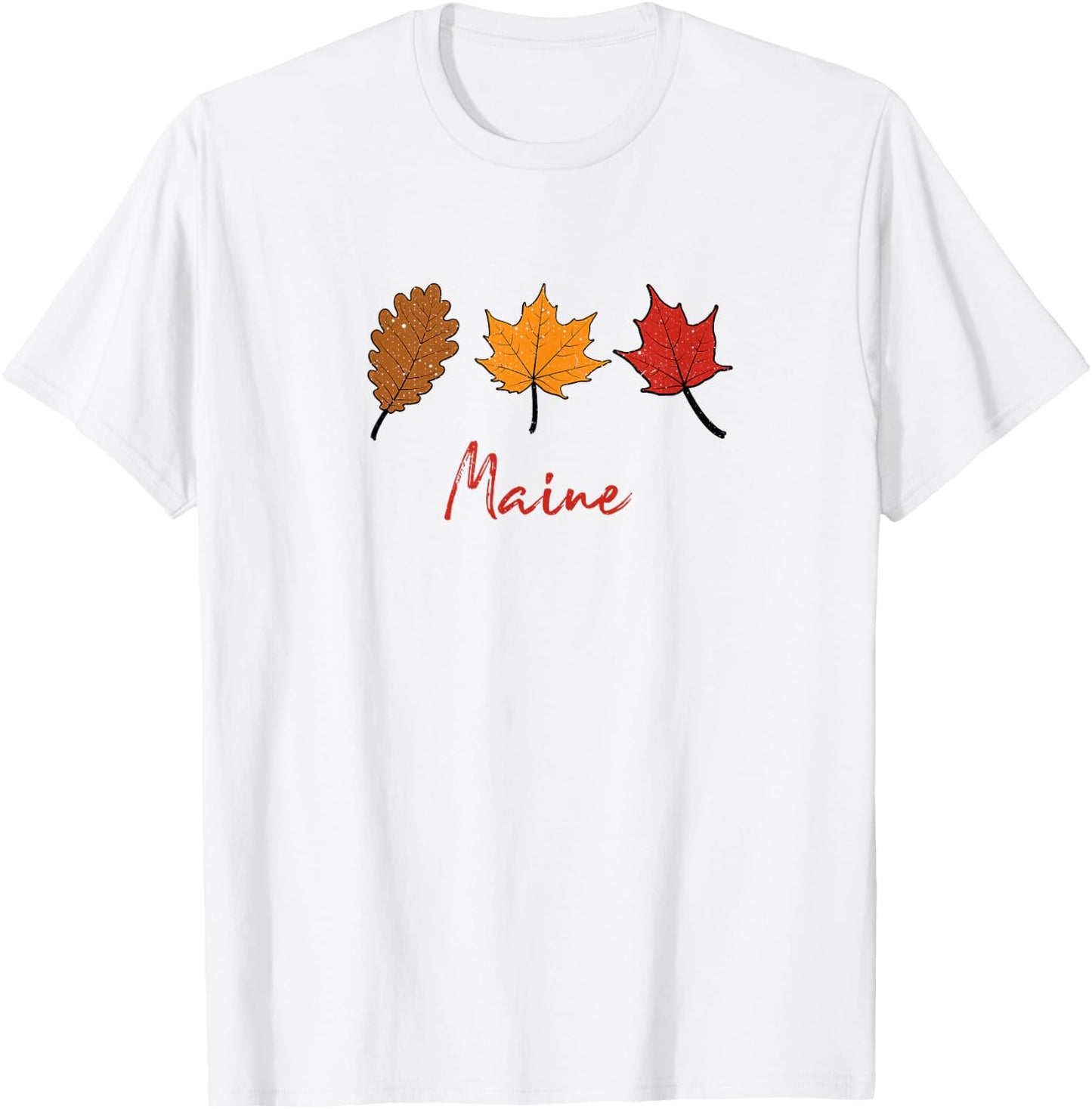 Maine Fall Foliage Autumn Leaf Peeping Oak Maple Leaves T-Shirt - T-Shirt | White