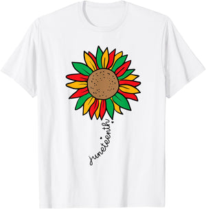 Juneteenth Colorful Sunflower Juneteenth Flower T-Shirt - T-Shirt | White
