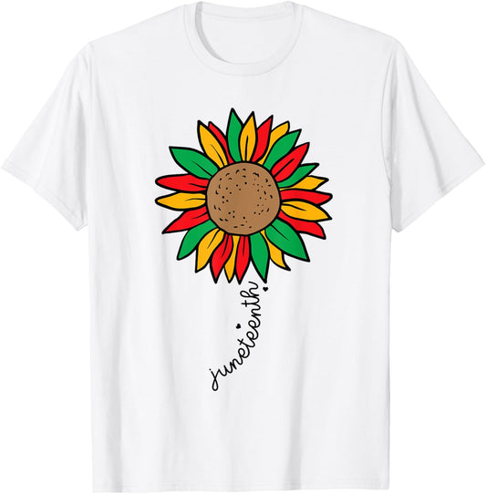 Juneteenth Colorful Sunflower Juneteenth Flower T-Shirt - T-Shirt | White