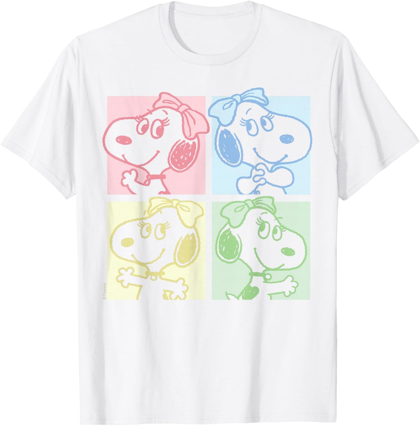 Peanuts - Belle Pastel Grid Snoopy's Sister T-Shirt - T-Shirt | White