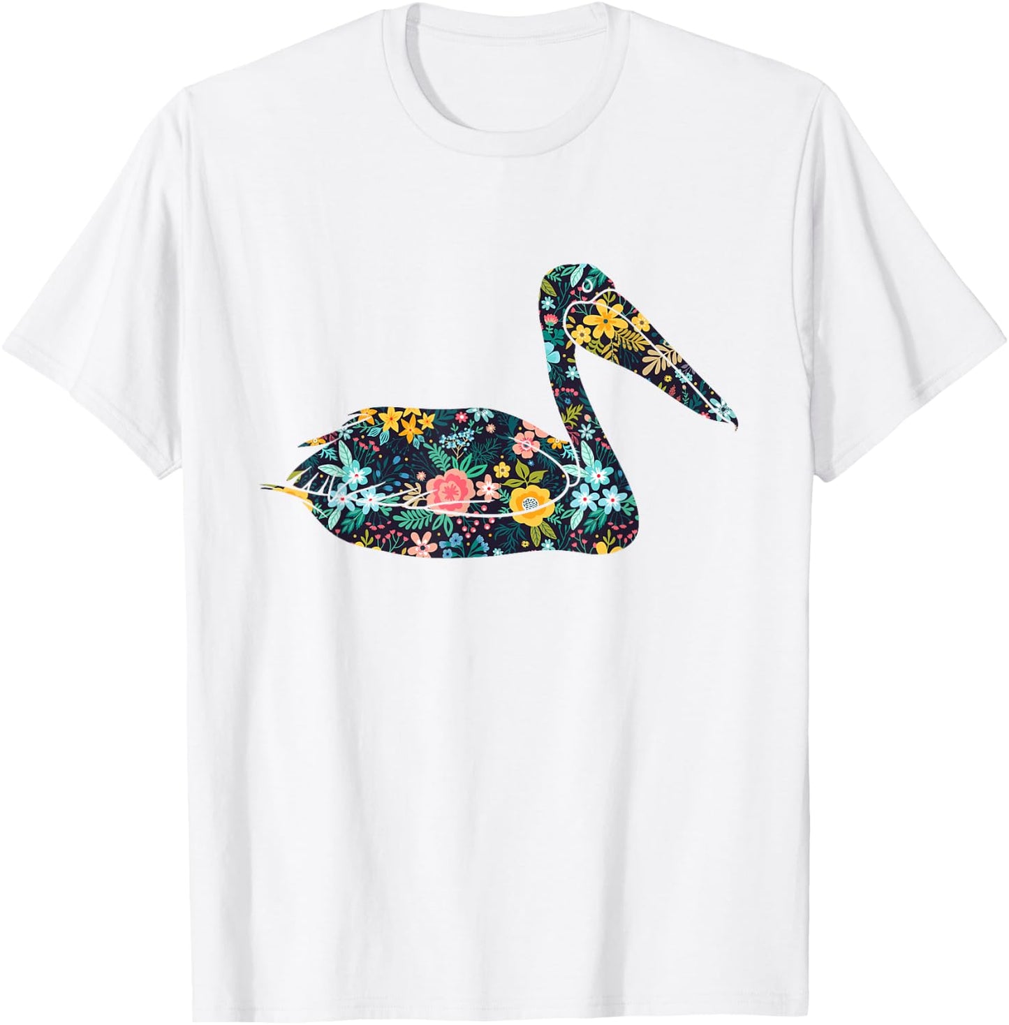 Floral Pelican Silhouette Girls Graphic T-Shirt - T-Shirt | White