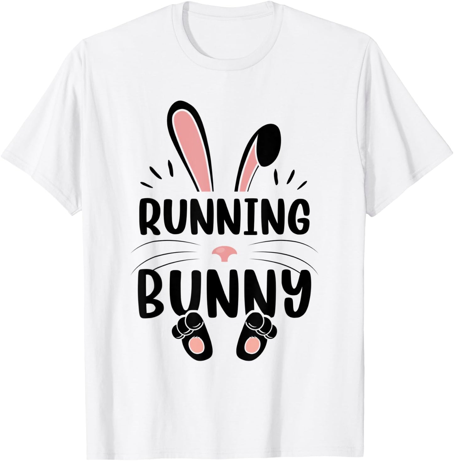 Running Bunny Funny Matching Easter Bunny Egg Hunting T-Shirt - T-Shirt | White