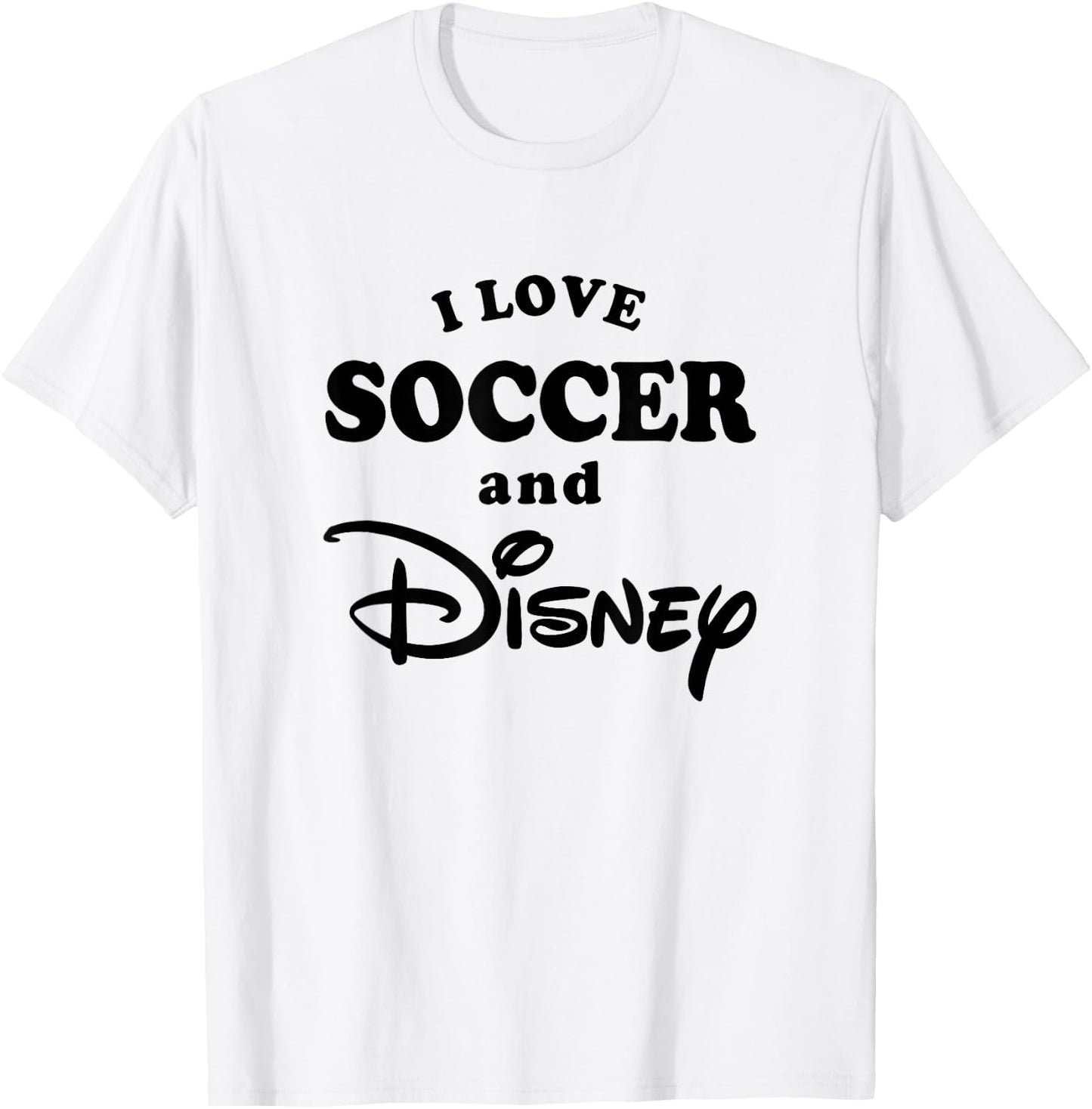 Disney I Love Soccer And Disney Bold Text Big Chest Logo T-Shirt - T-Shirt | White