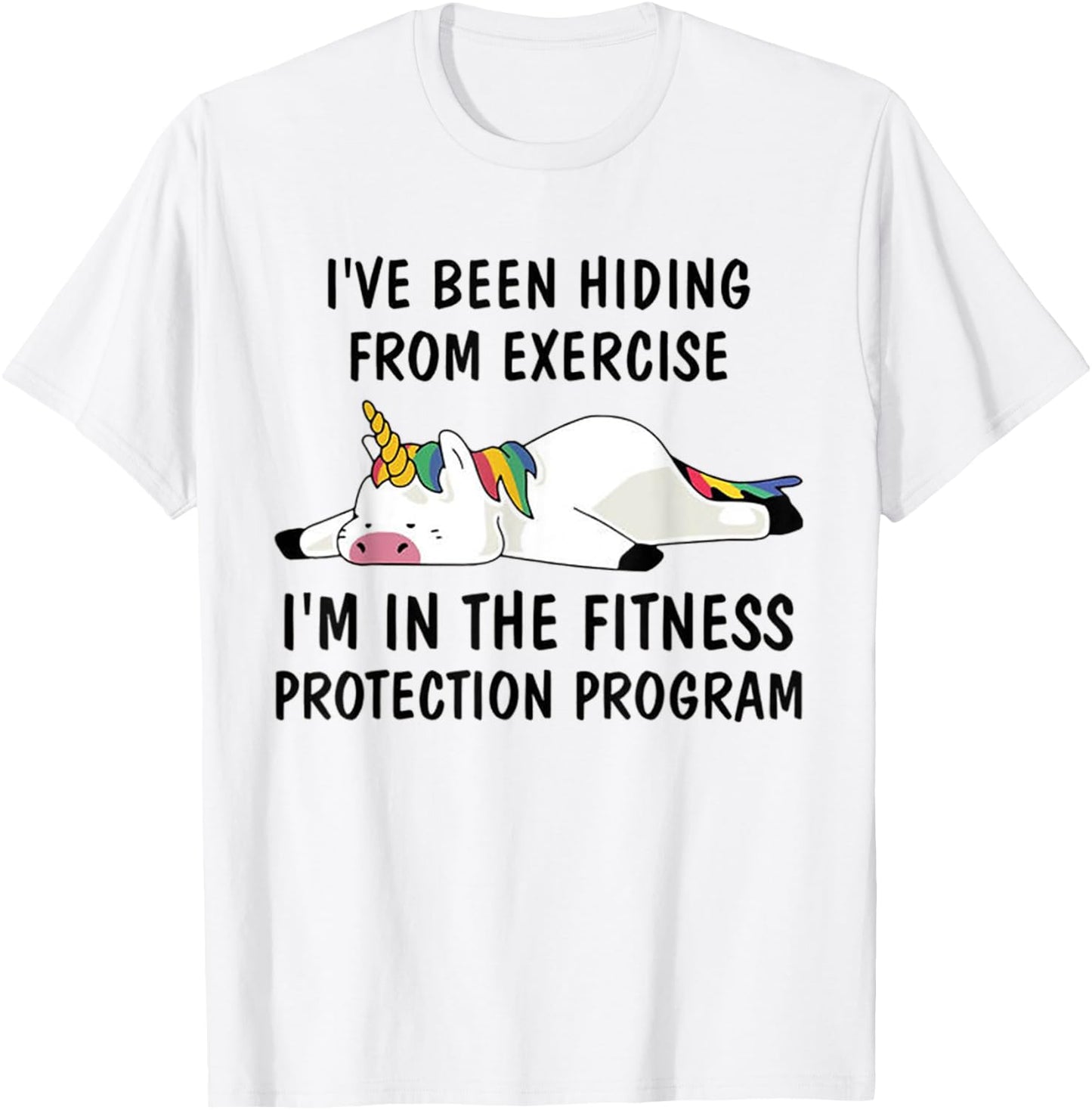 Funny Unicorn I've Been Hiding From Exercise T-Shirt - T-Shirt | White