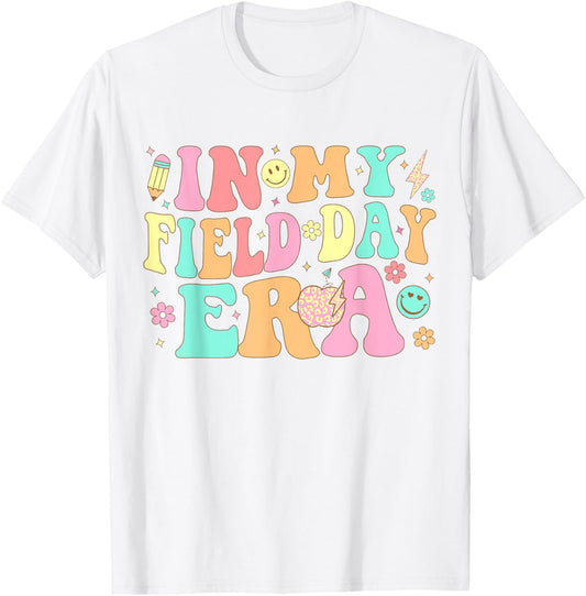 In My Field Day Era Retro School Teacher Funny Field Day T-Shirt - T-Shirt | White