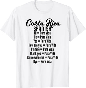 Costa Rica Spanish Pura Vida T-Shirt - T-Shirt | White