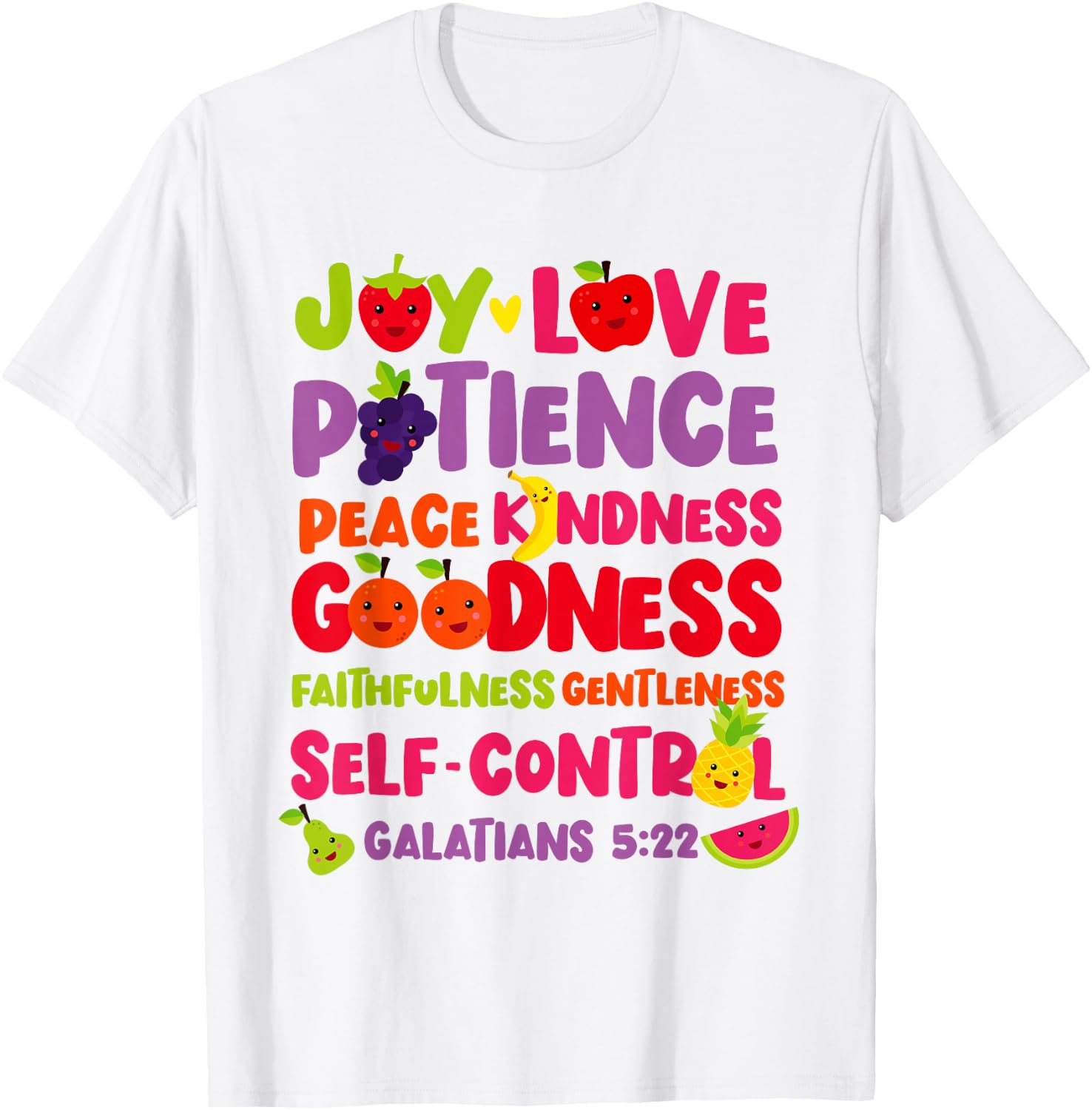 Christian Bible Verse Fruit Of The Spirit Galatians 5:22 T-Shirt - T-Shirt | White