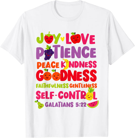 Christian Bible Verse Fruit Of The Spirit Galatians 5:22 T-Shirt - T-Shirt | White