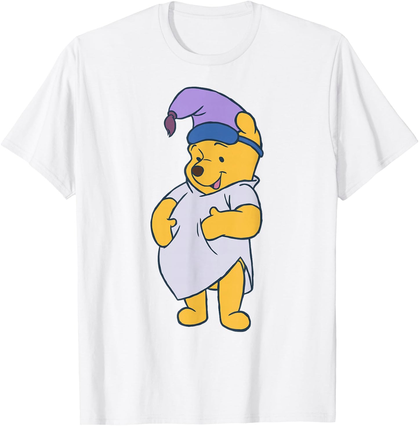 Disney Winnie The Pooh Cute Pooh Ready to Sleep Big Portrait T-Shirt - T-Shirt | White