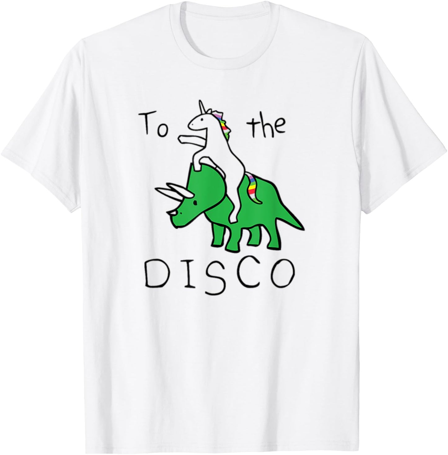 To The Disco Unicorn Riding Dinosaur T-Shirt - T-Shirt | White