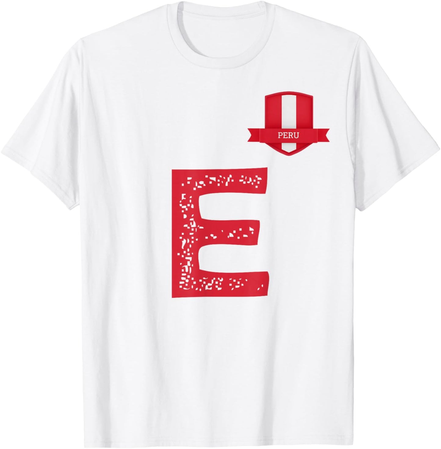 Peru Human Flag Letter E Peru T-Shirt - T-Shirt | White