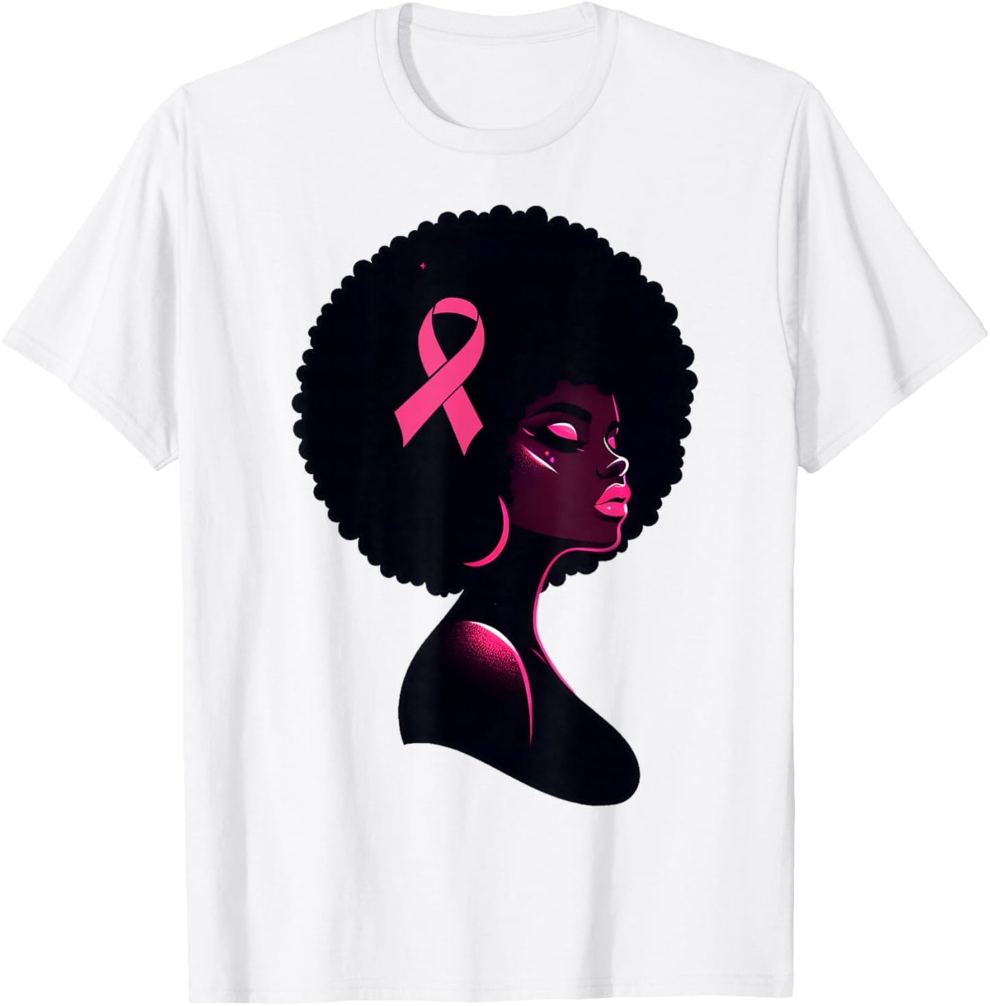 Breast Cancer Black African American Women Support Pink T-Shirt - T-Shirt | White