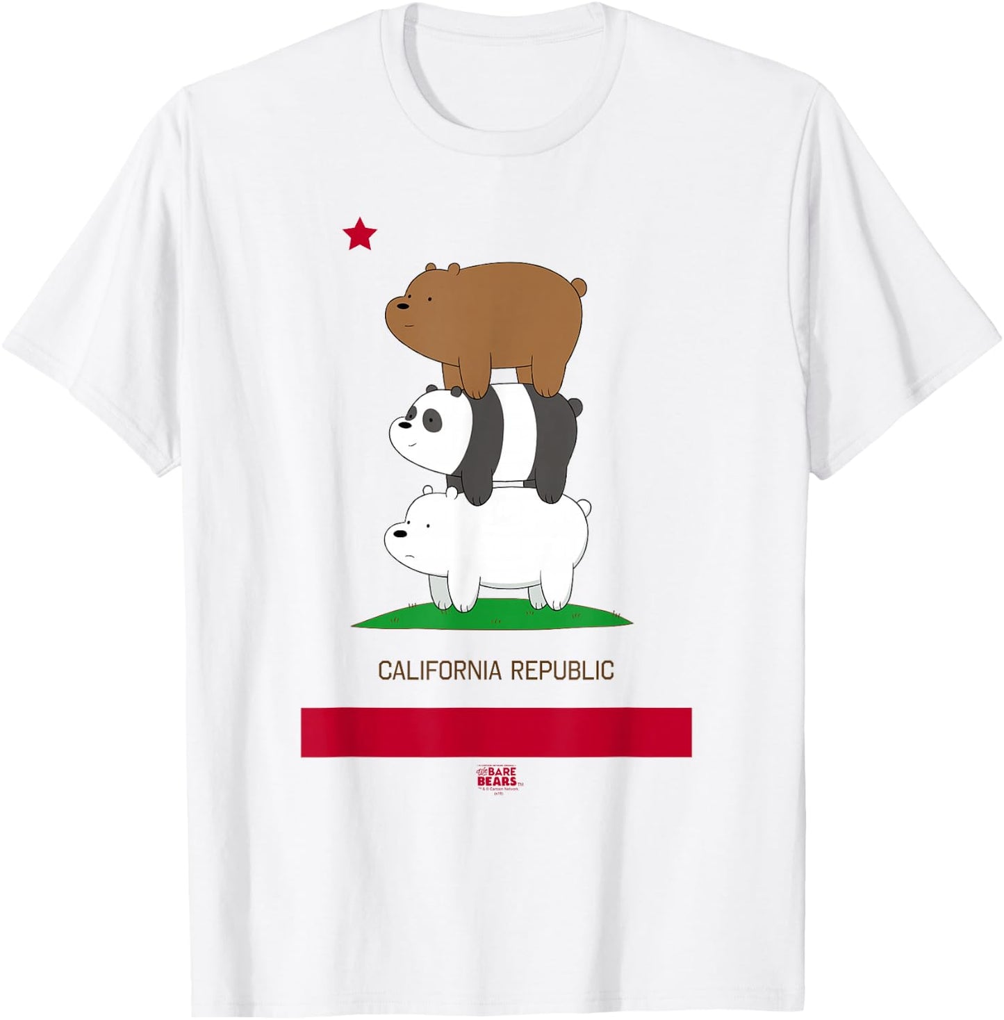 We Bare Bears California Flag T-Shirt - T-Shirt | White