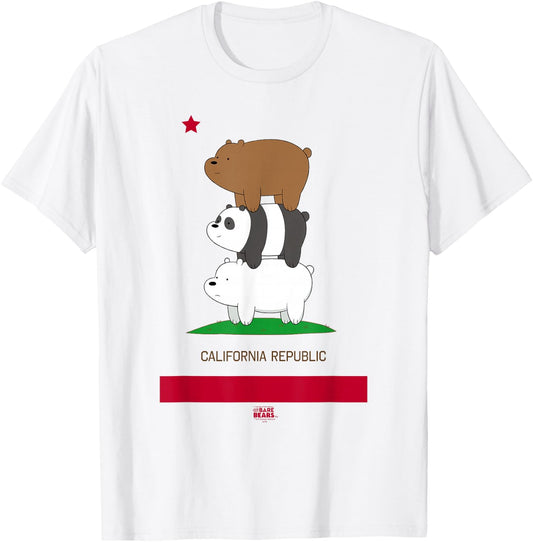 We Bare Bears California Flag T-Shirt - T-Shirt | White