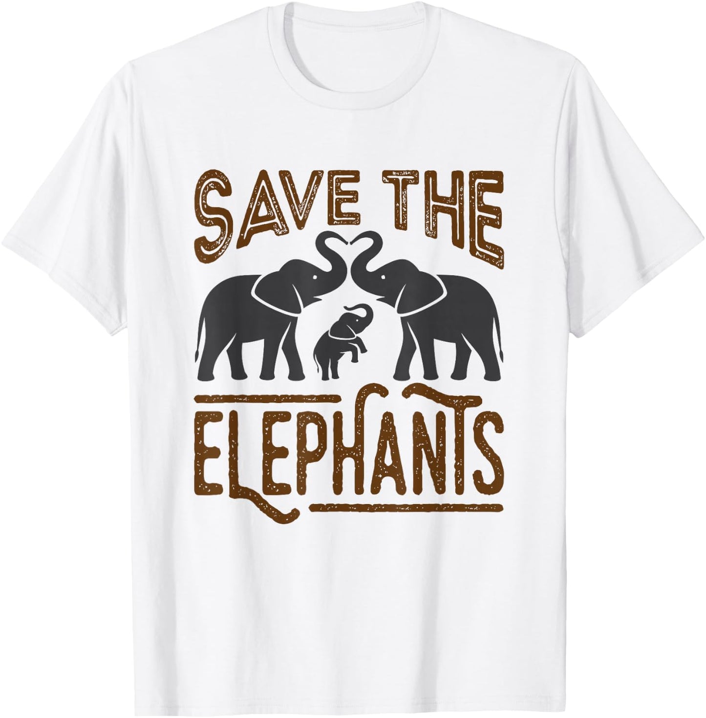 Save The Elephants Protect Wildlife Endangered Awareness T-Shirt - T-Shirt | White