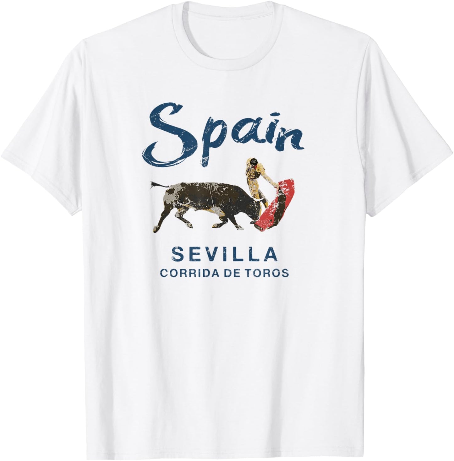 Seville Spain Bullfighting Vintage T-Shirt - T-Shirt | White
