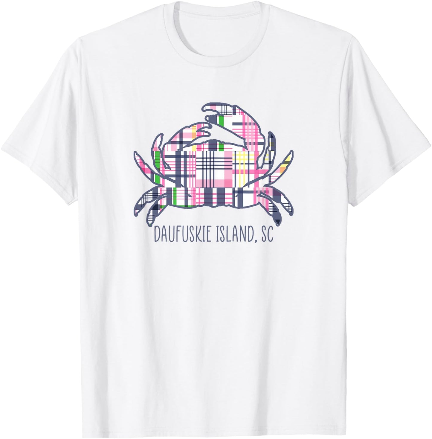 Daufuskie Island South Carolina Vacation Madras Plaid Crab T-Shirt - T-Shirt | White
