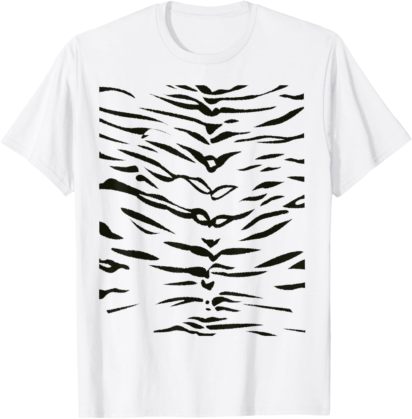 Tiger Print Stripes Animal Cute Easy Halloween Costume T-Shirt - T-Shirt | White