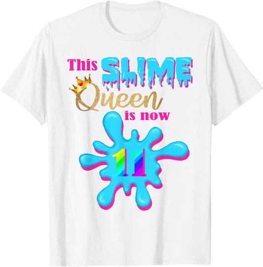 11 Yrs Old Birthday 11th Bday 2009 This Slime Queen is 11 T-Shirt - T-Shirt | White